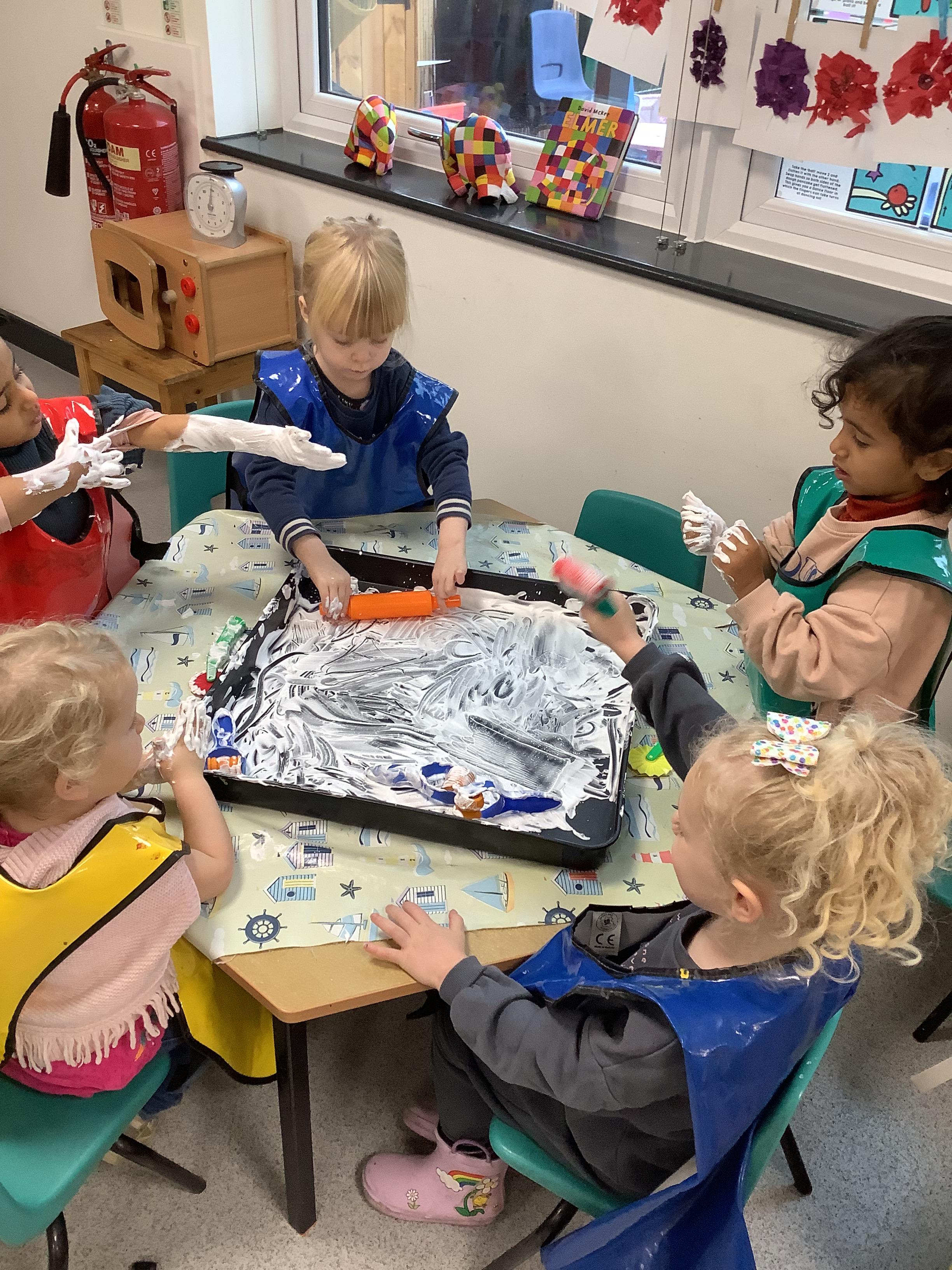 Here we are exploring our Mark Making in the foam