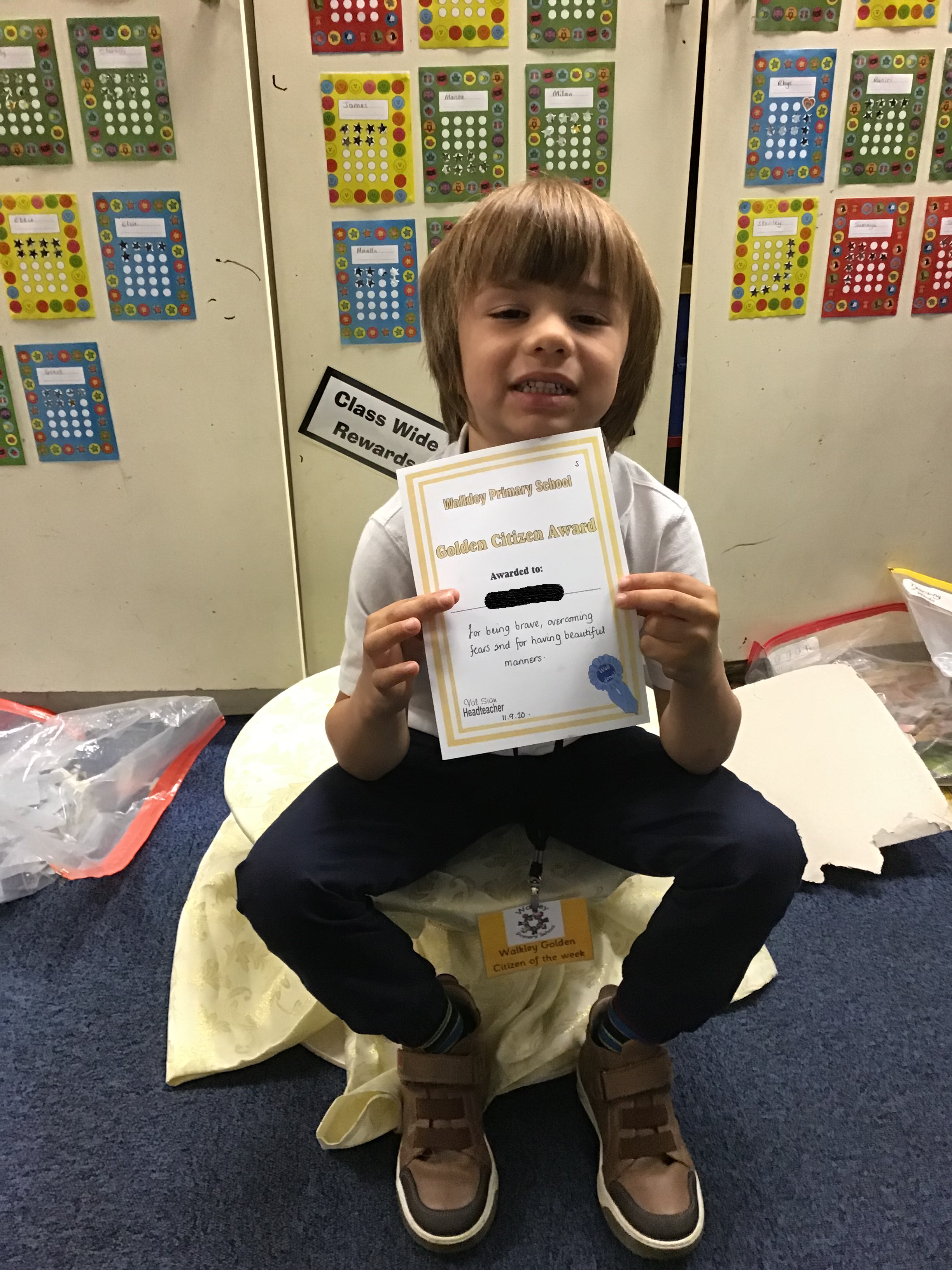Golden Citizen for overcoming fears and for wonderful manners